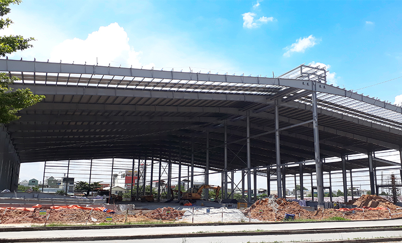 Completion of roofing works and grading operation of Mega Warehouse project